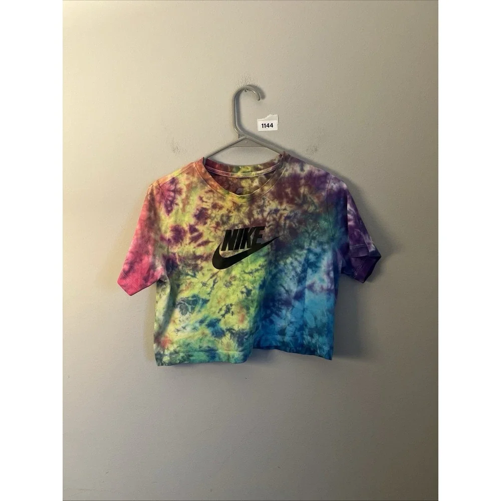 Nike Girls Xl  Multicolor Tie-Dye Logo T-Shirt Short Sleeve Crew Cotton